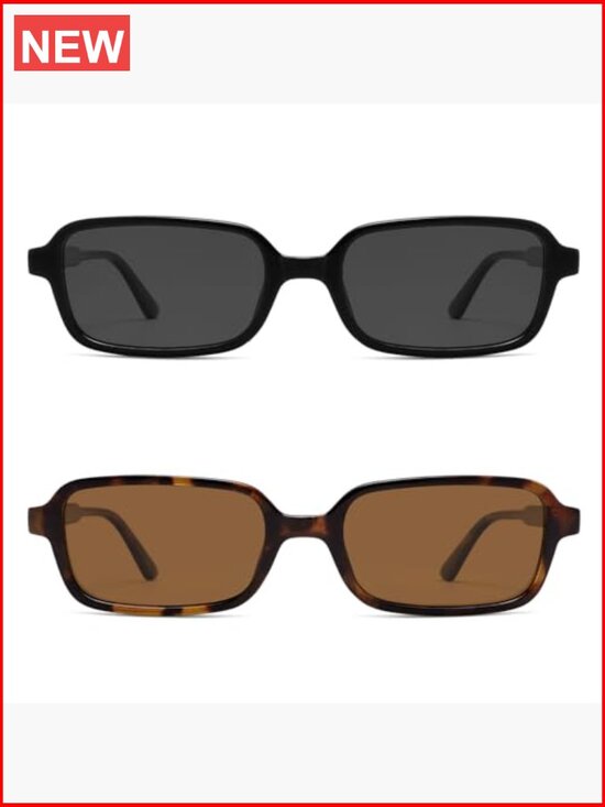 Polarized Rectangle Sunglasses for Women Men 90s Retro UV Protection